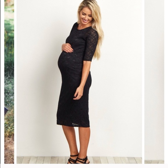 asos black lace maternity dress